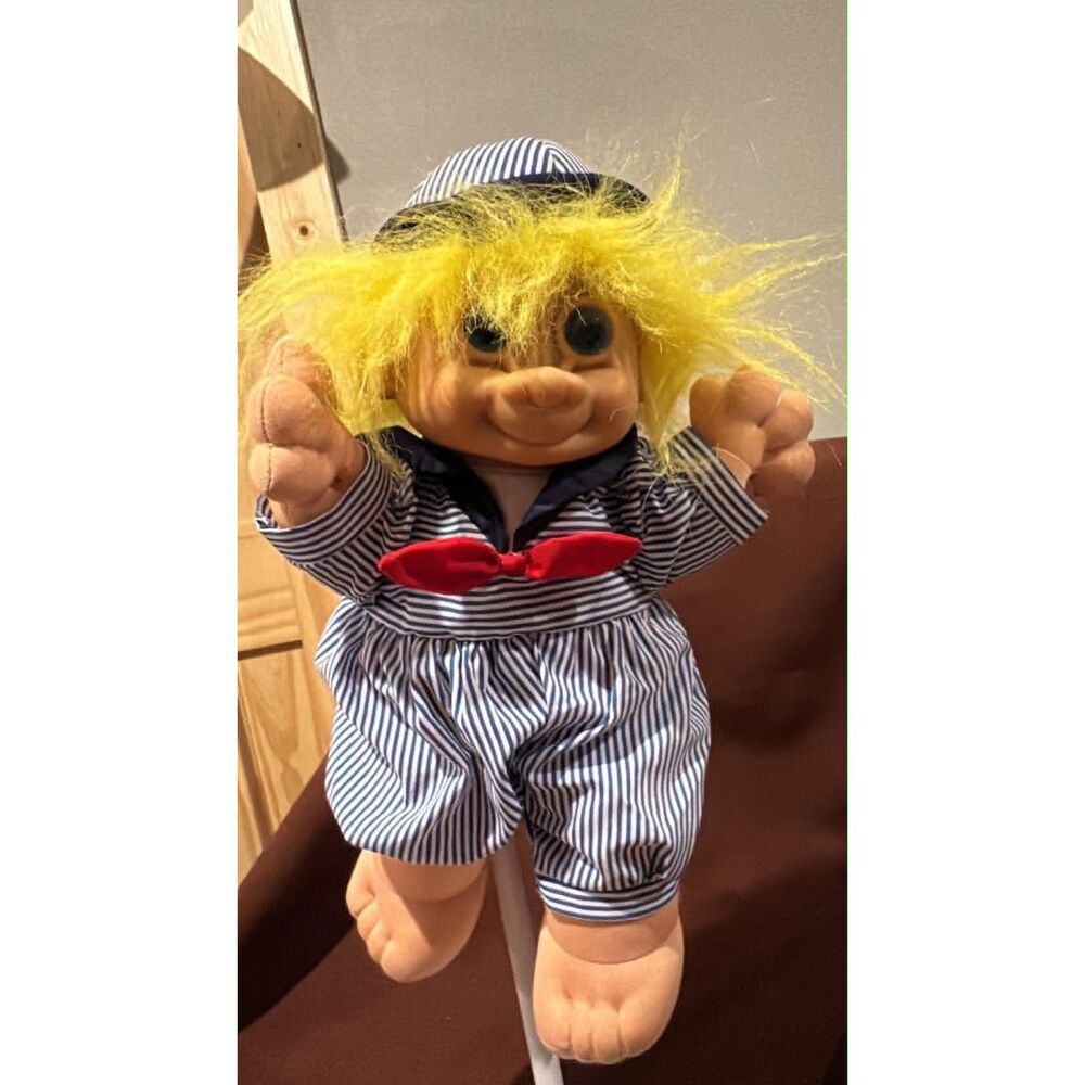 1992  Vintage Russ Troll Kidz Skippy 12" Plush Sailor Outfit Yellow hair